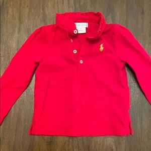 Baby girl’s red long sleeve polo